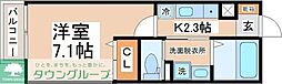 リアーレ長町南 1Kの間取図画像