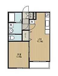 グランデュールIII仙台東郡山 1LDKの間取図画像