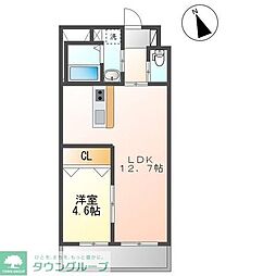 DUO美田園 1LDKの間取図画像