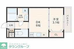 ル・ジェイド 1DKの間取図画像