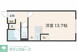 シーエスコート匠 ワンルームの間取図画像