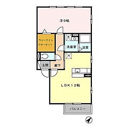 シャン北中C 1LDKの間取図画像