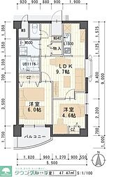プロヴァンスK 2LDKの間取図画像