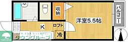 ジュンハイツ大和3 1Kの間取図画像