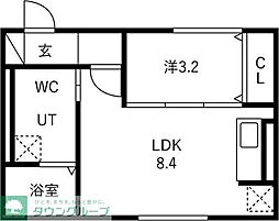 仙台市青葉区霊屋下アパート 1LDKの間取図画像