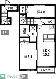 Calda famiglia A棟 2LDKの間取図画像