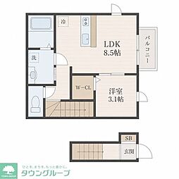 ラクラス郡山B 1LDKの間取図画像