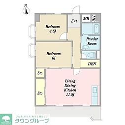 ときわ苑ハイツ 2LDKの間取図画像