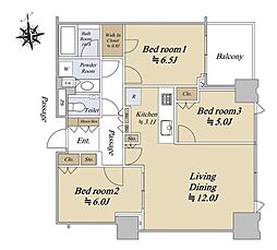 シティタワーズ豊洲ザ・シンボル 3LDKの間取図画像