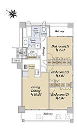 クレアシティ勝どきアットステーション 3LDKの間取図画像
