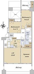 エアーズシティシーズンコート 3LDKの間取図画像