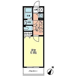 シエルグランTOKAI 1Kの間取図画像