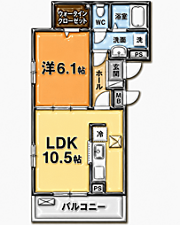 ポルトキアーロ 1LDKの間取図画像