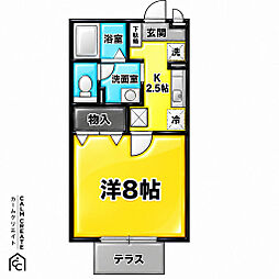 ピュアライフA 1Kの間取図画像