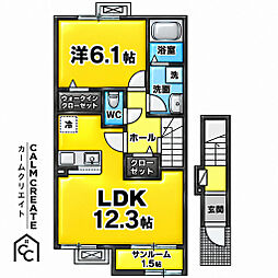 メゾン12朝来 1LDKの間取図画像