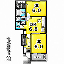 サンローラB 2DKの間取図画像