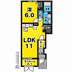ルミエール3A 1LDKの間取図画像