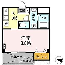 CRESTOSHIKAWA 1Kの間取図画像