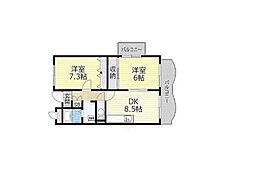 GOTTS門真南 2DKの間取図画像