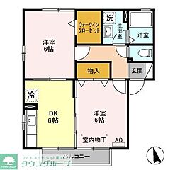 フォンティーヌB 2DKの間取図画像