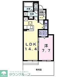 フローレス コート II 1LDKの間取図画像