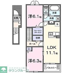 フローレス コート II 2LDKの間取図画像