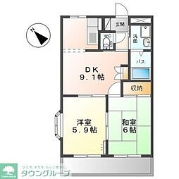 ルミナスハイム 2DKの間取図画像