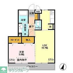 スクエアD 1LDKの間取図画像