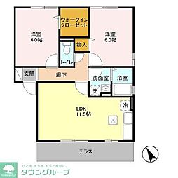 クレストコートB 2LDKの間取図画像