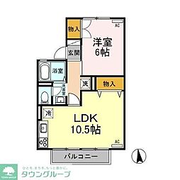 エピナールA 1LDKの間取図画像