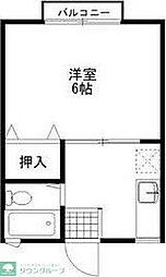 サンシティB 1Kの間取図画像