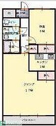 シティーハイツトレニア 1LDKの間取図画像