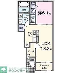 ブリッサ B 1LDKの間取図画像