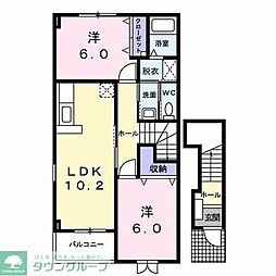 テラス田園B 2LDKの間取図画像