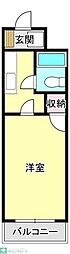 立木マンション 1Kの間取図画像