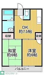 三木ハイツ 2DKの間取図画像