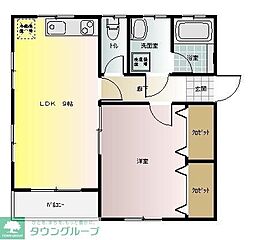 ソニックハイツB 1LDKの間取図画像