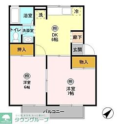 コーポ七曲D 2DKの間取図画像