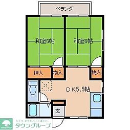 ぱすてるモーニングB 2DKの間取図画像