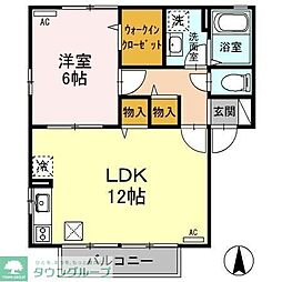 ヴィラ南雲B 1LDKの間取図画像