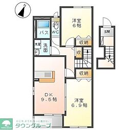 サン・テラス 2DKの間取図画像