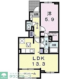 メルベージュ1 1LDKの間取図画像