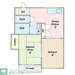 ハイツJP 2DKの間取図画像