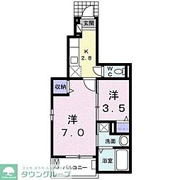 ラ・ネージュ2 2Kの間取図画像