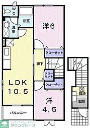 ノーヴァクリアネスA 2LDKの間取図画像