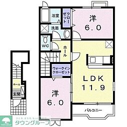ティーハーベストA 2LDKの間取図画像