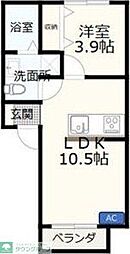 シティーワンズツルベ 1LDKの間取図画像