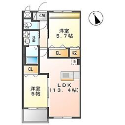 ガーデンプレイスアイリス 2LDKの間取図画像