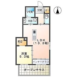 ボンヌール川上 1LDKの間取図画像