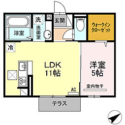 ムーンラヴァース 1LDKの間取図画像